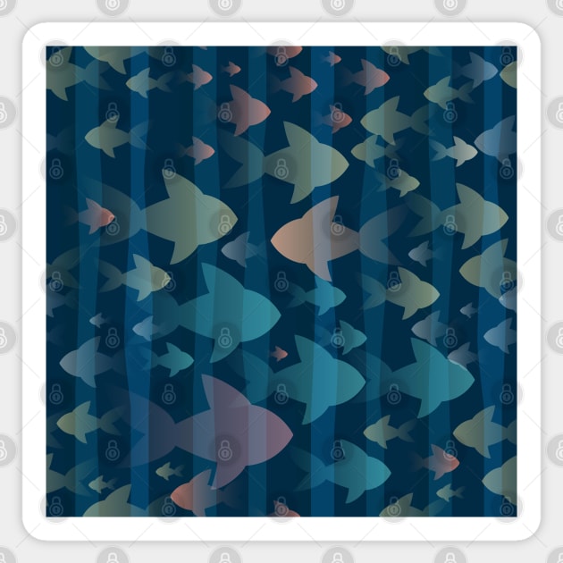 Colorful Fishes Seamless Pattern Sticker by devaleta